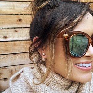 Double Ball Dior style gold silver earrings